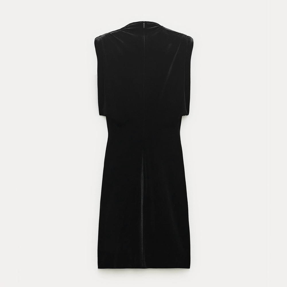 ZARA SHOULDER PAD VELVET DRESS - Picture 8 of 10